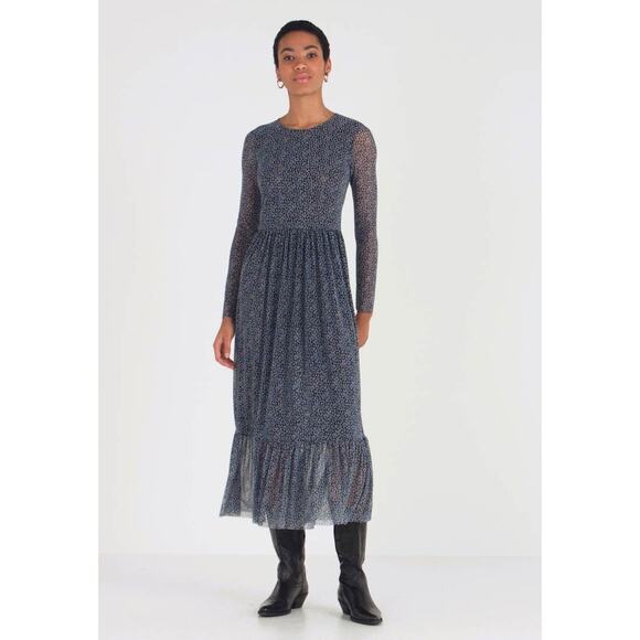SAMSOE SAMSOE Lori Mesh Knit Blue Floral Maxi Dress XS - Picture 11 of 11